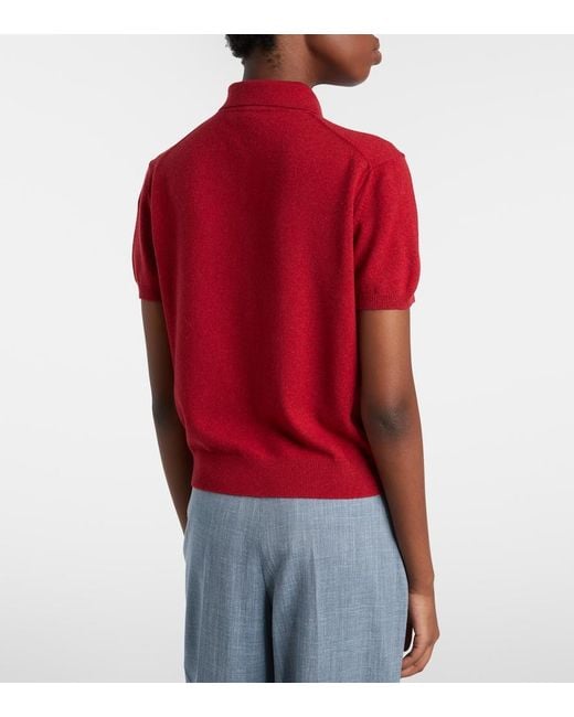 Loro Piana Red Classic Cashmere Polo Shirt