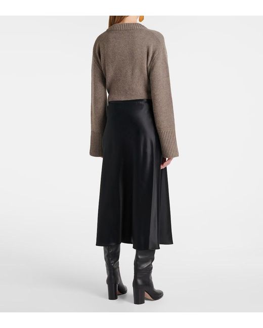 Jupe Midi Carnet En Satin De Soie Max Mara en coloris Black