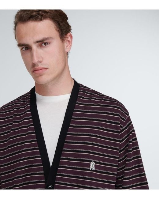 Undercover Blue Striped Cotton Cardigan for men