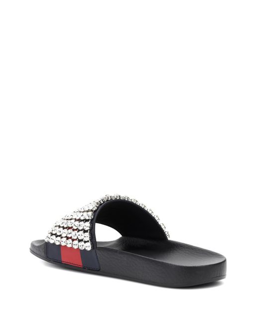 Gucci Crystal embellished Slides in Black Lyst