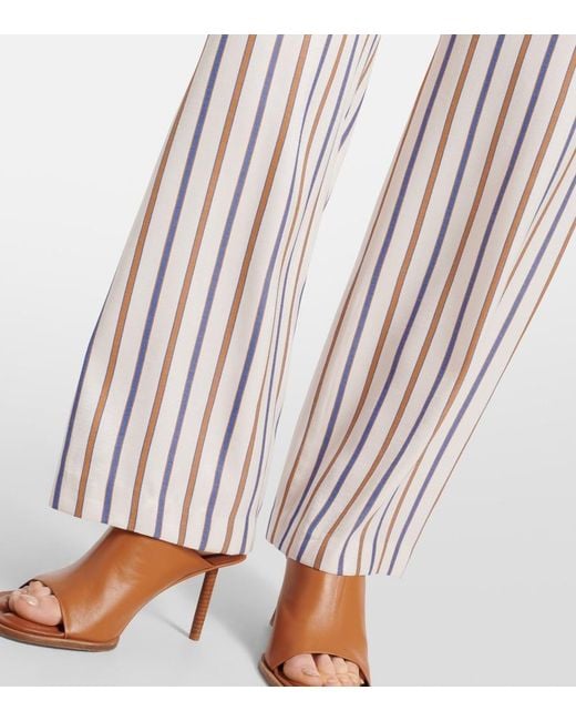 Veronica Beard White Grigore Striped Twill Wide-Leg Pants