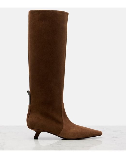 Brunello Cucinelli Brown Monili Suede Knee-High Boots