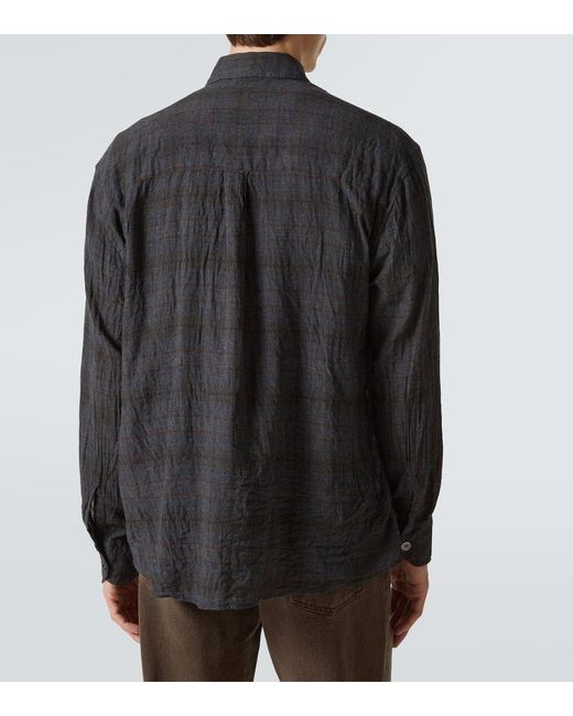 Our Legacy Black Above Checked Cotton-Blend Shirt for men