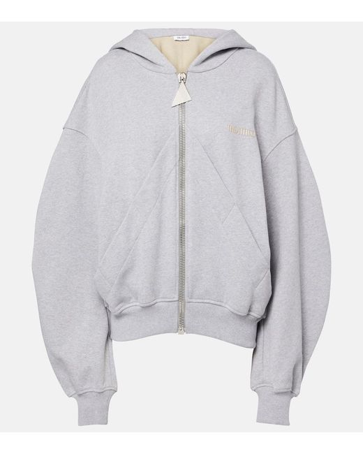 The Attico Gray Logo Cotton Fleece Hoodie