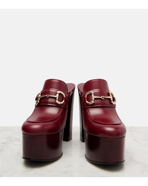 Mules Compensées Avec Détail Mors Pour Femme, Taille Gucci en coloris Red