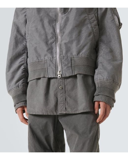 Sacai Gray Ripstop-Trimmed Twill Bomber Jacket for men