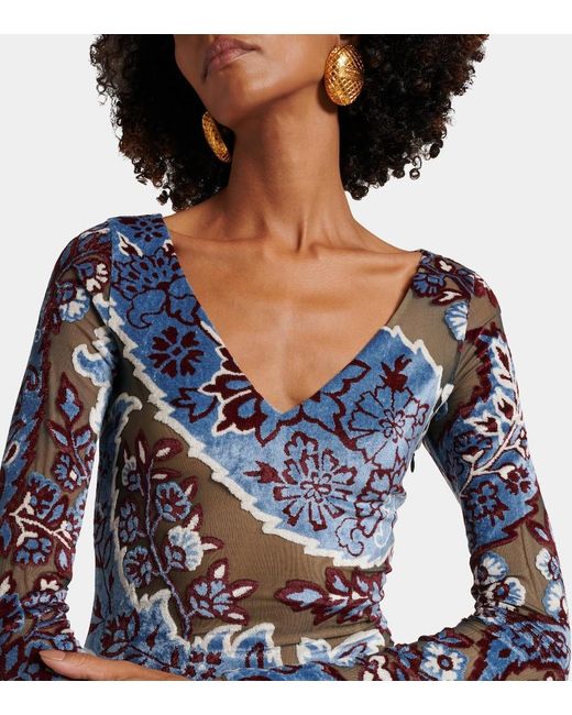 Etro Blue Dress With Jacquard Effect