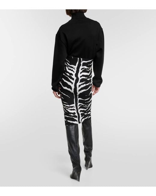 Gonna matita zebra nero bianco di Alaïa in Black