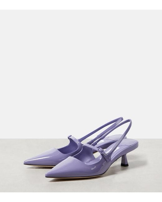 Jimmy Choo Purple Didi 45 Patent Leather Slingback Pumps