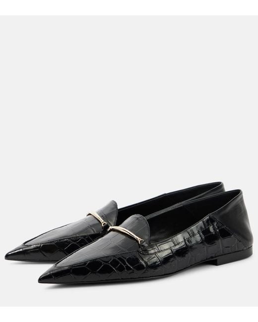 Victoria Beckham Black Morsetto Croc-Effect Leather Loafers