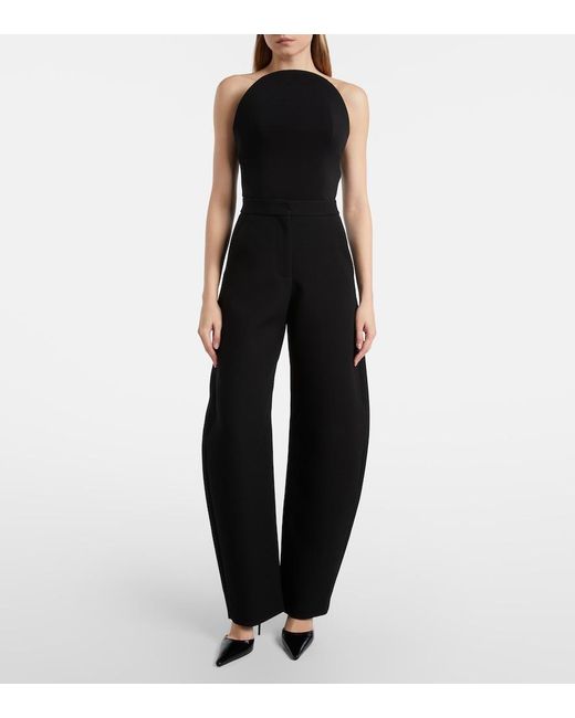 Alaïa Black Wool-Blend Barrel-Leg Pants