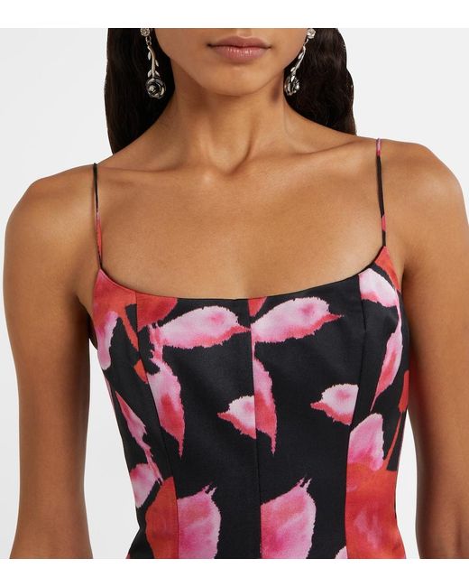 Blumarine Red Printed Satin Minidress