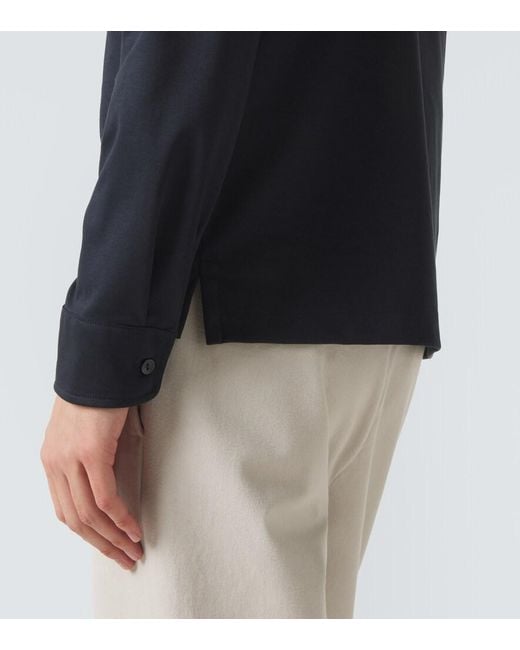 Agnona Blue Cotton And Silk Polo Shirt for men