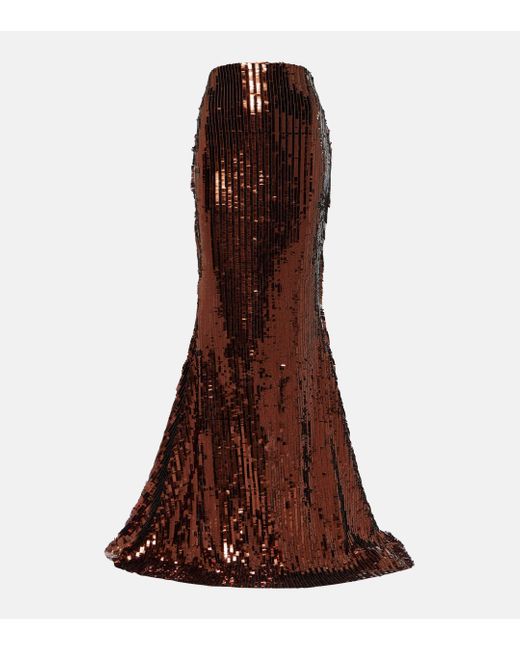 ‎Taller Marmo Brown Ariel Sequined Maxi Skirt