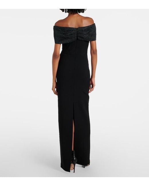 Rebecca Vallance Black Athena Caped Crepe Gown