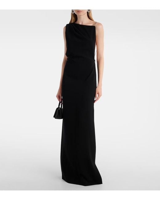 Max Mara Black Pentola Asymmetric Maxi Dress