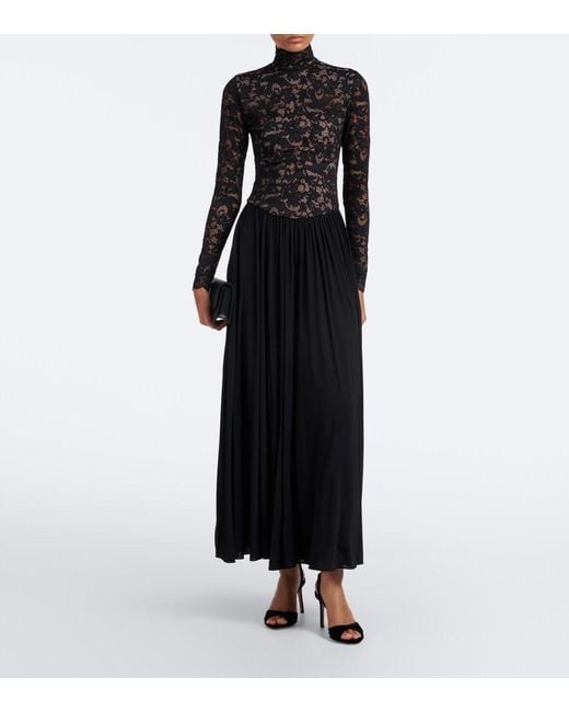 Zimmermann Black Lace And Jersey Maxi Dress