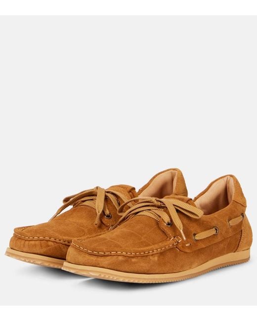 Jacquemus Brown Batto Croc-Effect Suede Boat Shoes