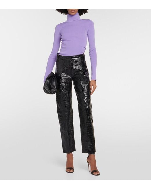 Victoria Beckham Black High-Rise Leather Leggings