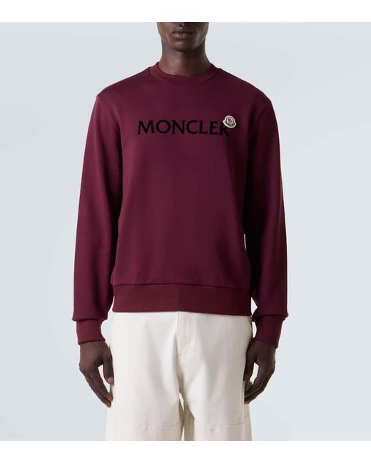 Moncler Red Logo Cotton Jersey Sweatshirt for men