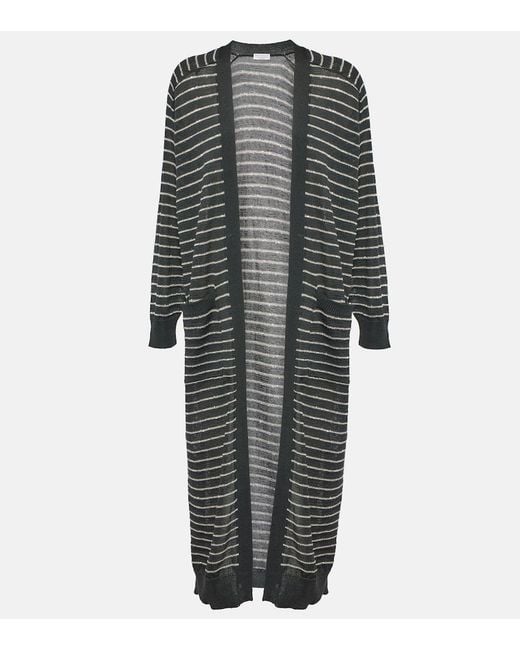 Brunello Cucinelli Gray Dazzling Striped Cotton Cardigan