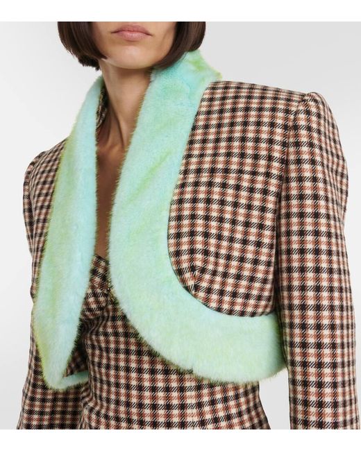 Area Green Cropped Wool And Cotton Jacket