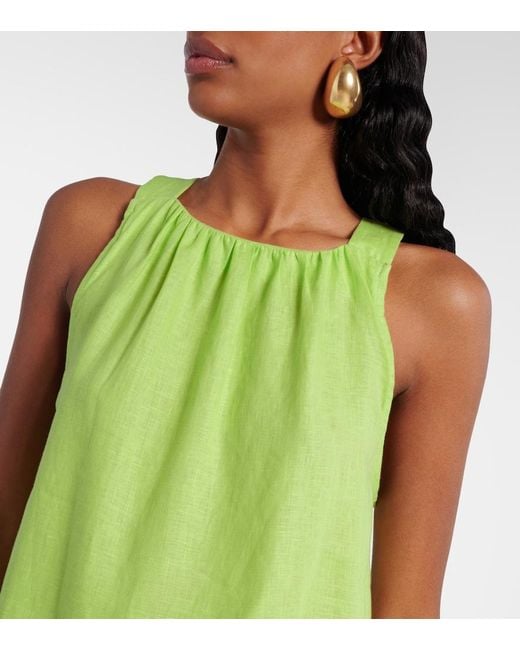 Asceno Green Adana Linen Minidress