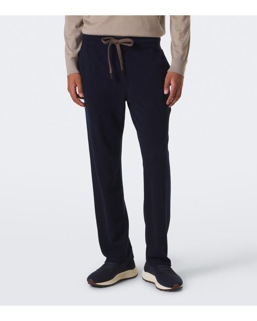 Fedeli Blue Cashmere Sweatpants for men