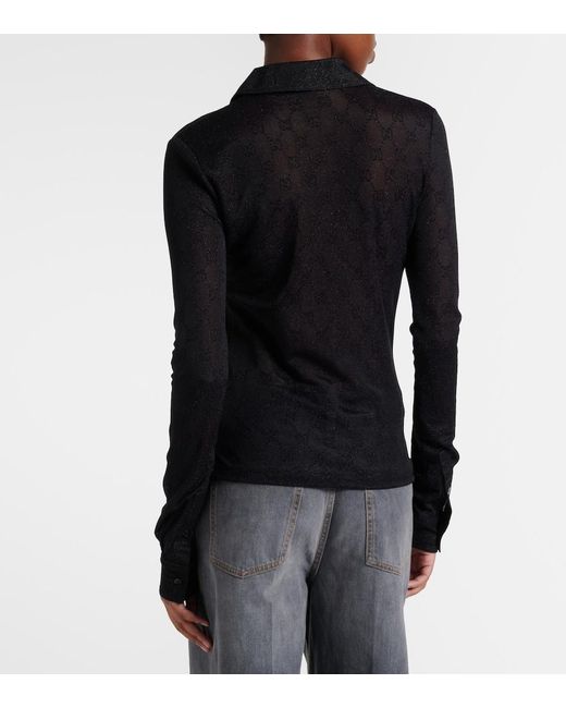 Gucci Black Gg Sheer Lame Shirt