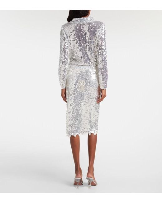Christopher Esber White Opaline Sequined Midi Skirt