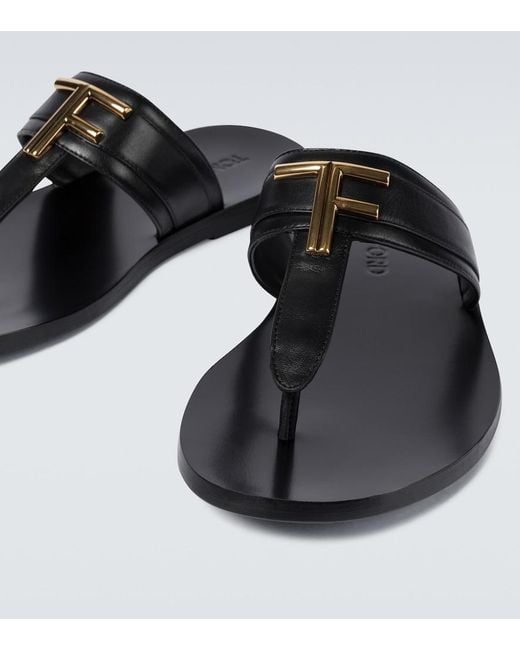 Tom Ford Brown Leather Thong Sandals for men
