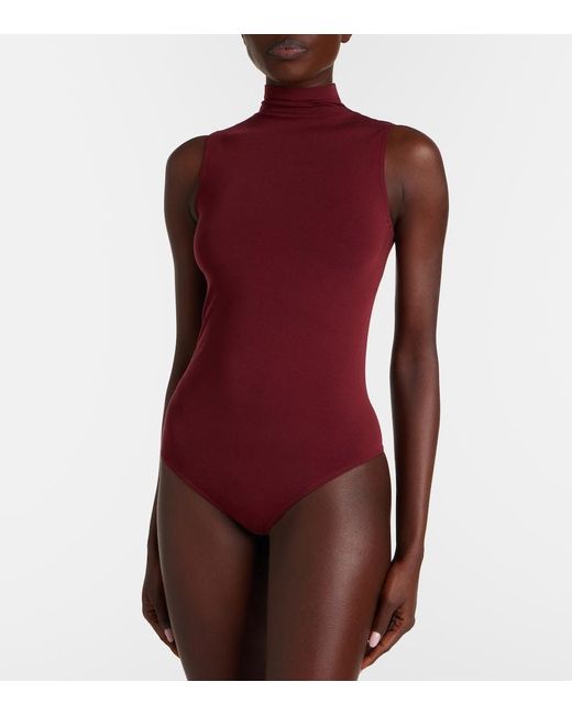 Wolford Red Turtleneck Bodysuit