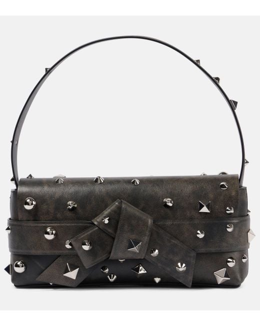 Acne Black Musubi Studded Leather Shoulder Bag