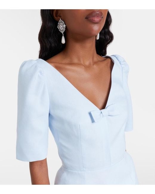 ShuShu/Tong Blue Bow-Detail Linen Minidress
