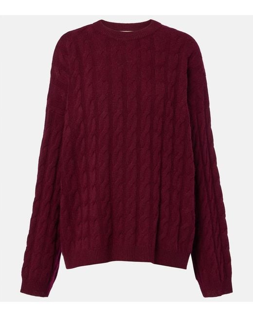 Lisa Yang Purple Seymour Cable-Knit Cashmere Sweater