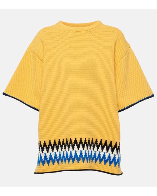 Jil Sander Yellow Jacquard-trimmed Cotton Jersey T-shirt