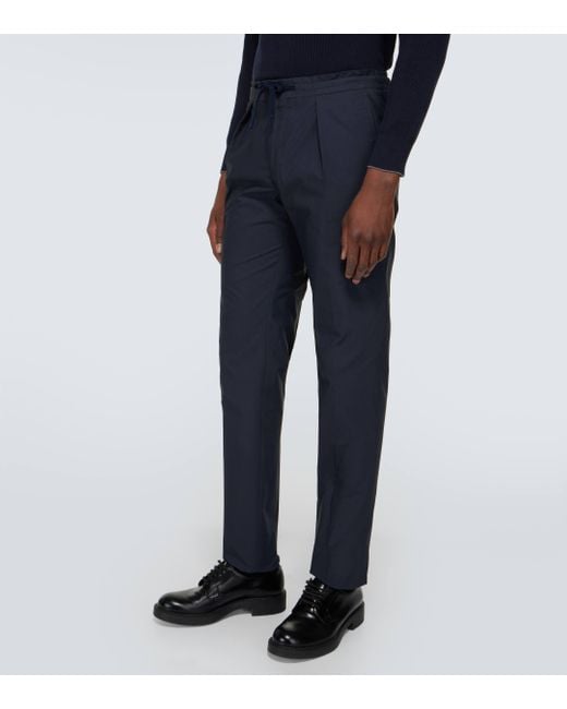 Incotex Blue Cotton-blend Slim Pants for men