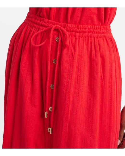 Melissa Odabash Red Marley Crochet-Trimmed Cotton Maxi Skirt
