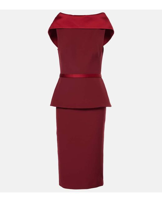 Vestido Midi Rella De Crepe Grueso Safiyaa de color Red
