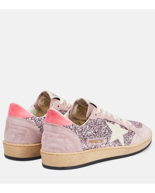 Sneakers Ball Star in suede con glitter di Golden Goose Deluxe Brand in Pink