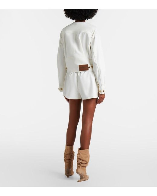 Balmain White Denim Cargo Shorts