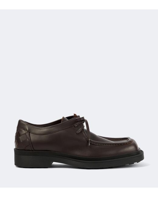 Bottega Veneta Black Ben Intrecciato Leather Lace-Up Shoes for men