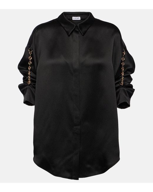 Camisa Chain de saten de seda Loewe de color Black