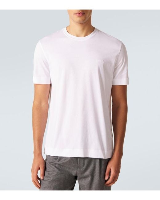 Zegna White Logo Cotton Jersey T-Shirt for men