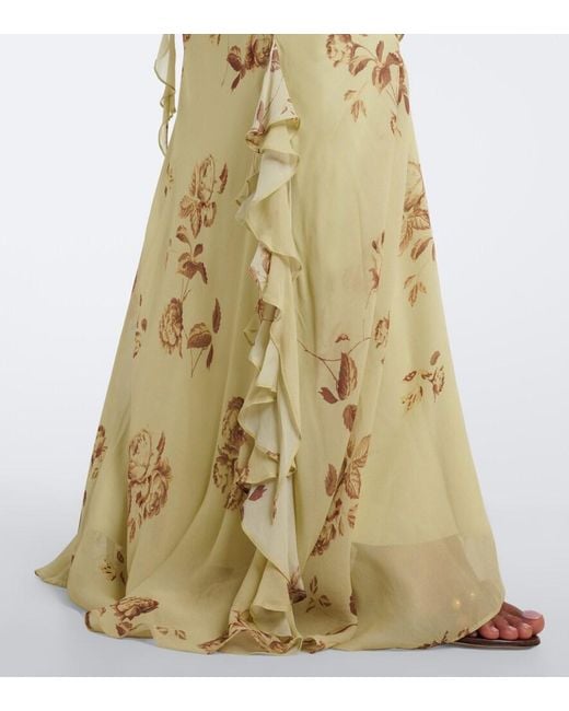 De La Vali Metallic Mayara Floral Georgette Maxi Dress