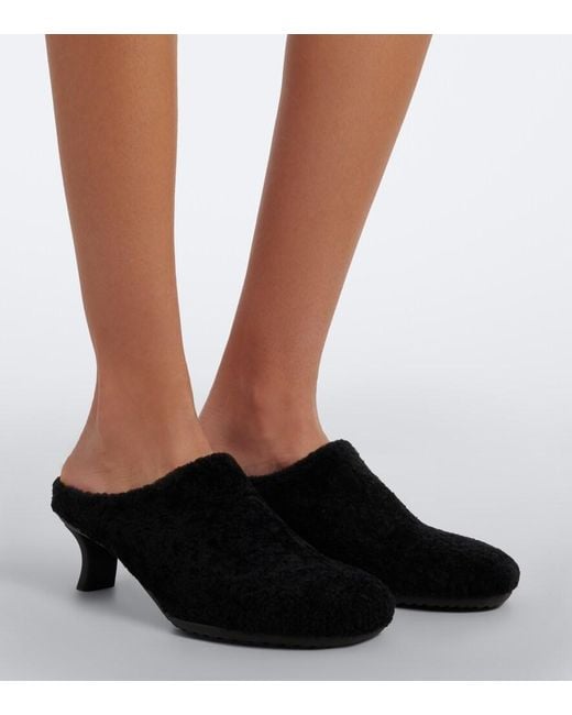 Loewe Black Dive Shearling Mules
