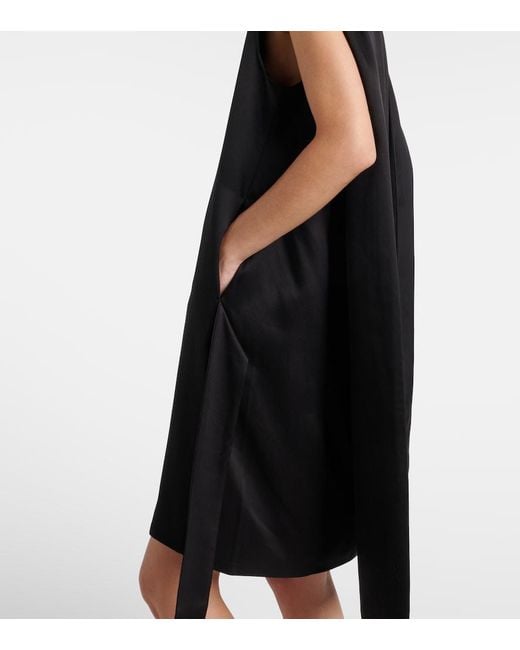 Totême Black Cocoon Deconstructed Satin Minidress