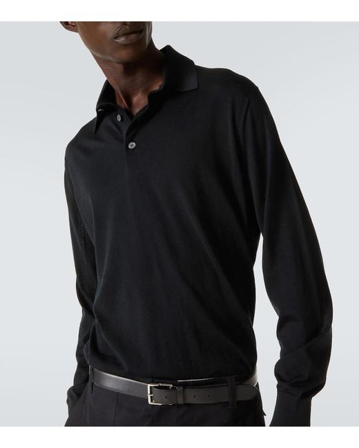Zegna Black Wool Polo Shirt for men