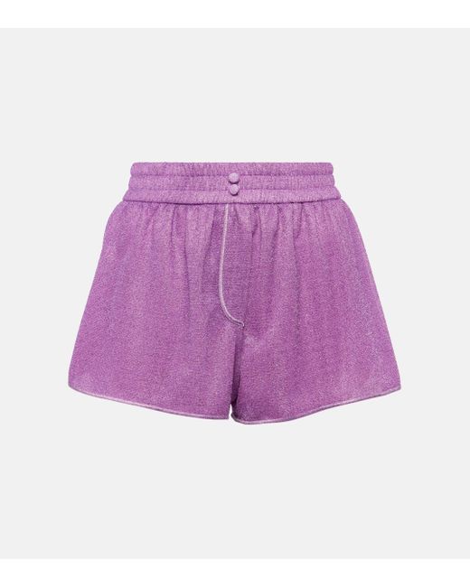 Oseree Purple Lumiere Lame Shorts