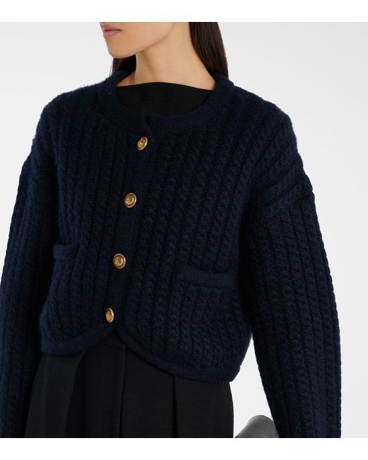 Khaite Blue Balser Cashmere And Mohair Cardigan